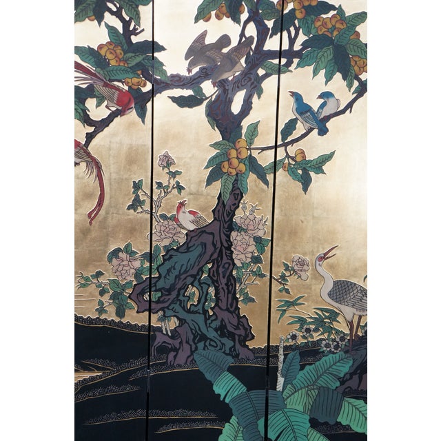 Chinese Export 8 Panel Coromandel Gold Leaf Lacquer Folding Screen Room Divider For Sale - Image 12 of 18