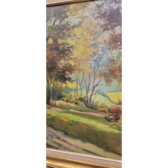 Textile 1970s Beautiful Landscape Painting on Canvas Signed For Sale - Image 7 of 10