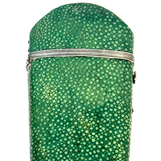 18th Century Green Shagreen and Silver Eyeglass Case with Monogram For Sale - Image 11 of 18