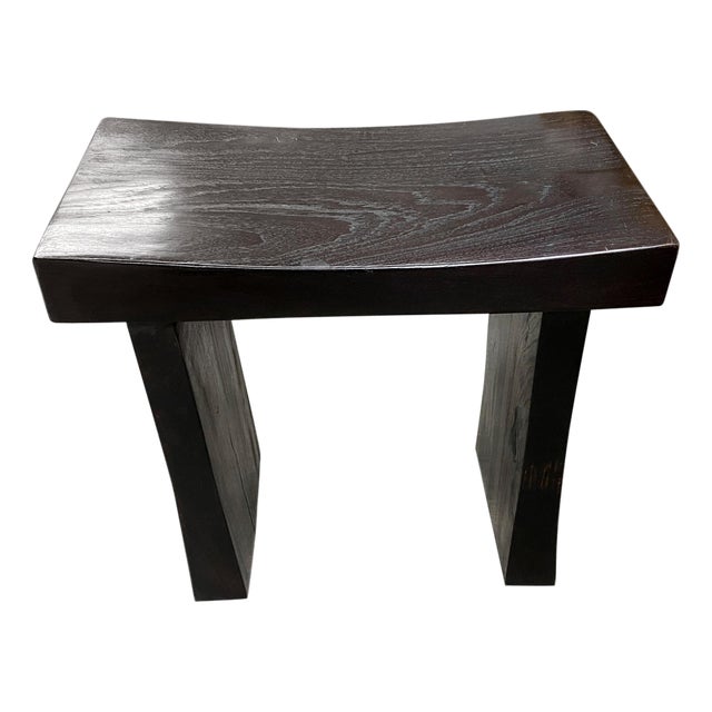 Andrianna Shamaris Minimalist Espresso Teak Wood Bench For Sale