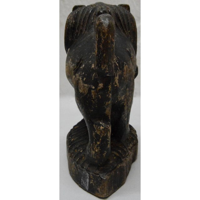 Black Early 19th Century Antique Wooden Lion on Red Ball Carving For Sale - Image 8 of 9