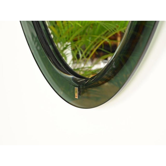 Large Olive Green Teardrop Beveled Mirror by Cristal Arte, Italy, 1960s For Sale - Image 4 of 15