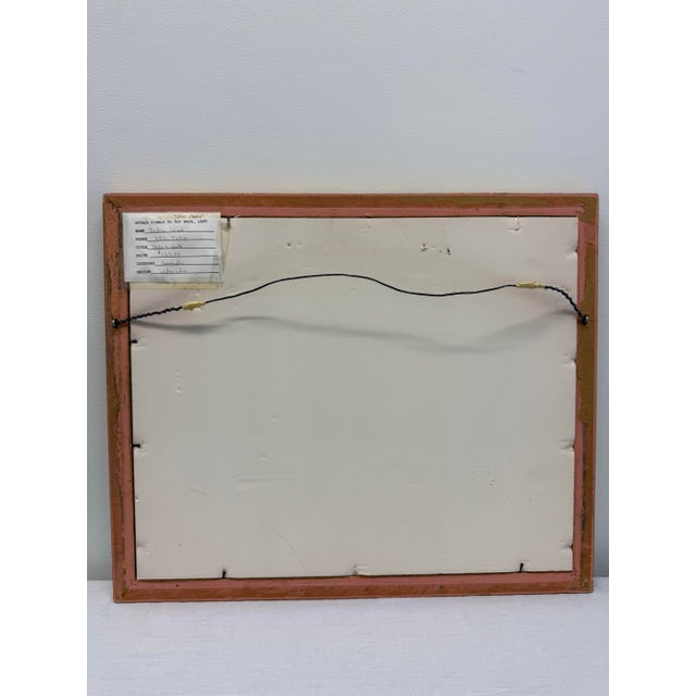 White 1980s Watercolor Painting of a White Cat in a Basket, "Hide and Seek" Signed by Nedra Wood For Sale - Image 8 of 11