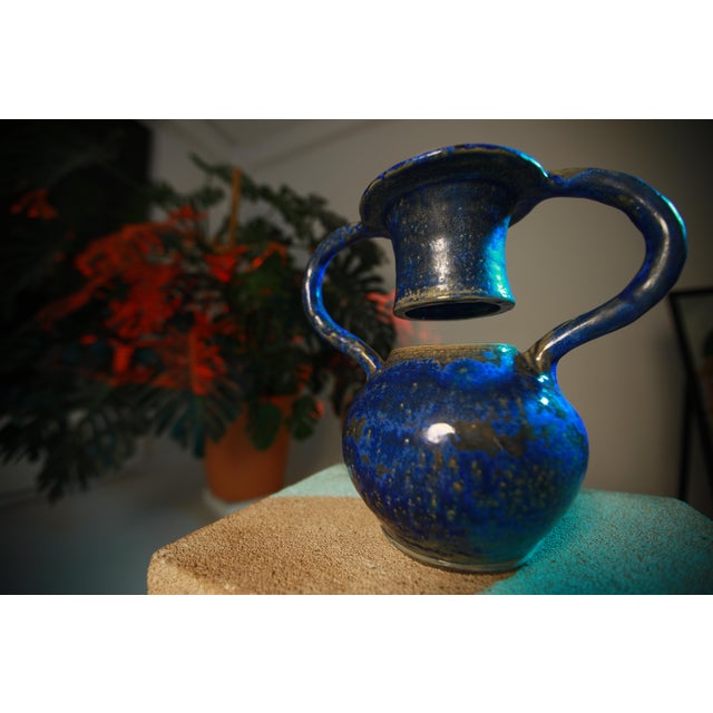 Blue Ceramic Vase For Sale - Image 6 of 9