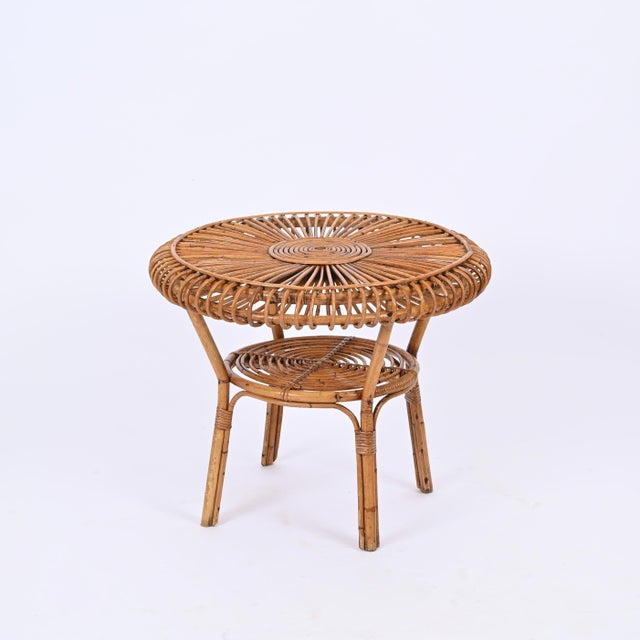 Mid-Century Italian Round Coffee Table in Rattan and Bamboo, Italy, 1960s For Sale - Image 10 of 16