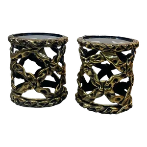 1980s Modernist Gold Taffy Resin Tables in the Manner of Tony Duquette - A Pair