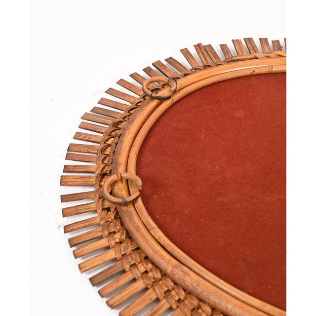 Organic Oval Mirror in Bamboo, Rattan and Wicker by Franco Albini, Italy, 1960s For Sale - Image 12 of 13