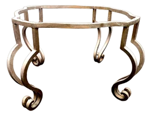 Mid-Century Gilt Wrought Iron Coffee Table Base With Four Double Scroll Legs