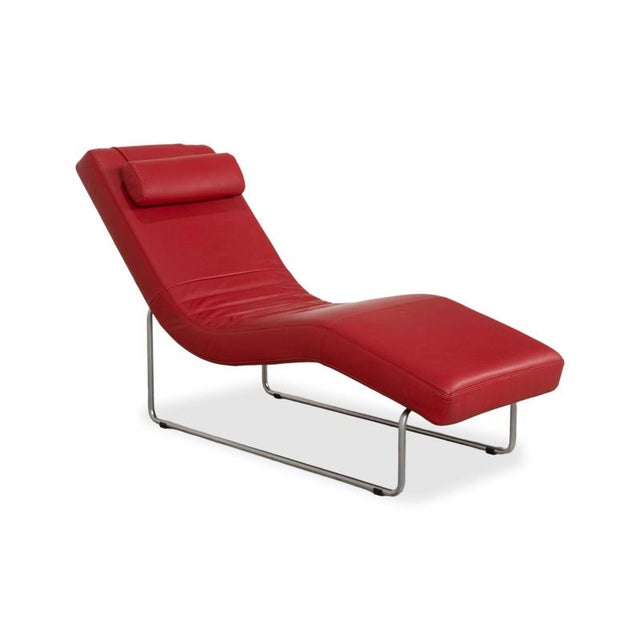 Modern Leather Lounger 680 Red Manual Function from Rolf Benz For Sale - Image 3 of 16