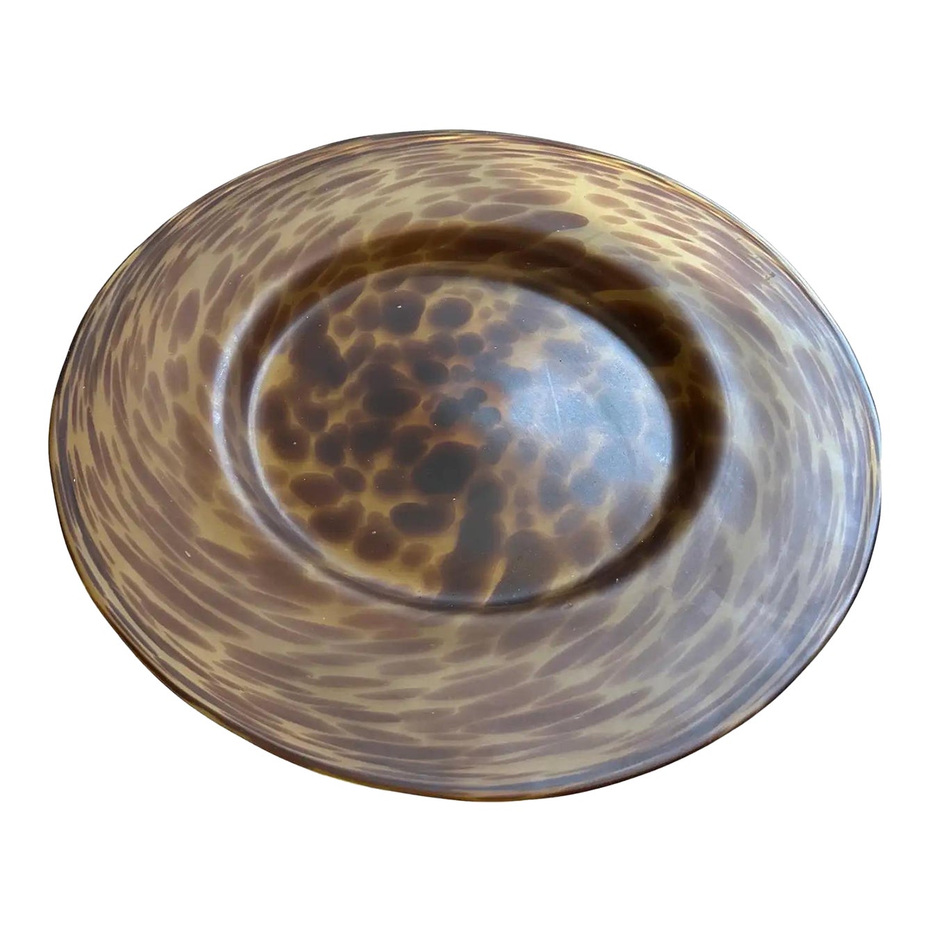 1970s Modern Faux Tortoise Shell Glass Italian Round Centerpiece | Chairish
