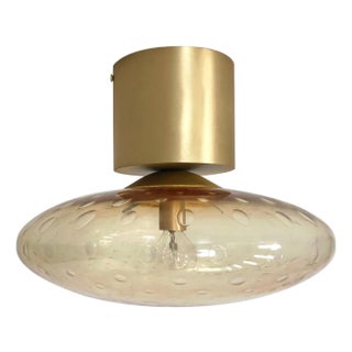 21st Century Satin Brass and Amber Bubbles Uno Flush Mount by Fabio LTD For Sale