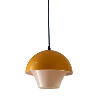 Yellow Cased Glass Mushroom Pendant, 1970s For Sale