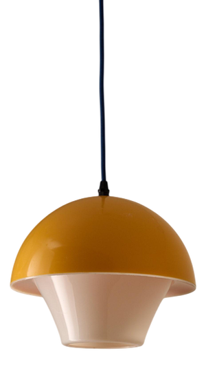 Yellow Cased Glass Mushroom Pendant, 1970s