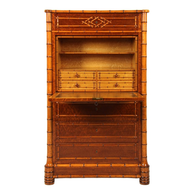 Faux Bamboo Secretary, 1870s For Sale