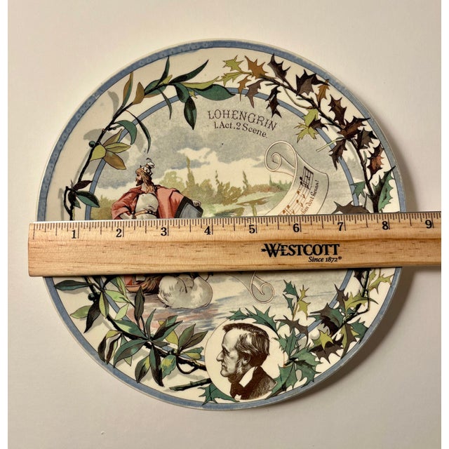 Ceramic 19th Century Antique Sarreguemines Plate Richard Wagner's Lohengrin Opera For Sale - Image 7 of 7