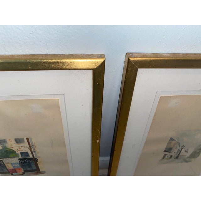 Vintage Paris France Scene Watercolors From Gazette De L’Hotel Drouot Paris / a Pair For Sale - Image 4 of 6