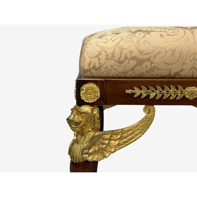 19th Century French Empire Revival, Bronze, Mahogany, Fabric, Footstool, France, 19th C. For Sale - Image 5 of 14