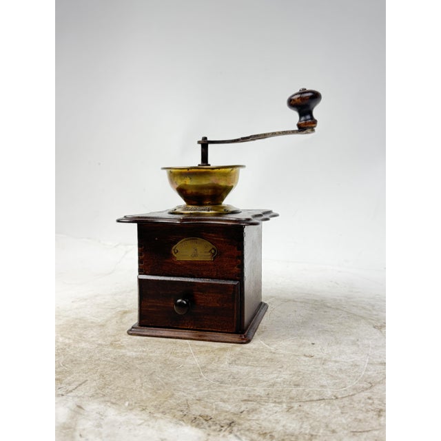 Antique Wooden and Brass Coffee Grinder, 1930s For Sale - Image 11 of 11