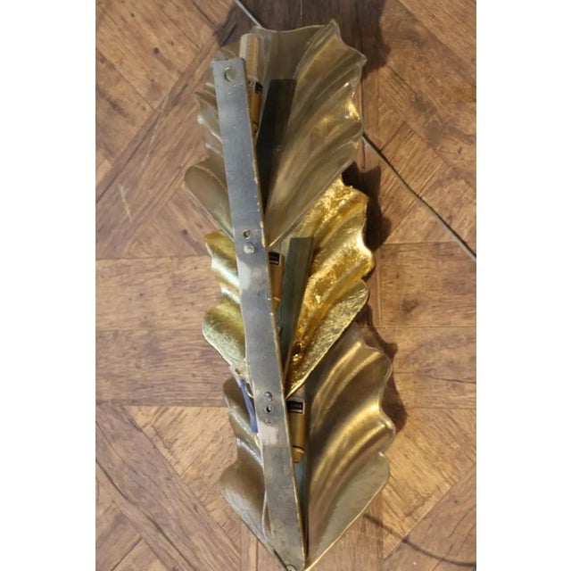 Gold Gold and White Murano Glass Leaf Sconces in the style of Barovier, 1990s, Set of 2 For Sale - Image 8 of 15