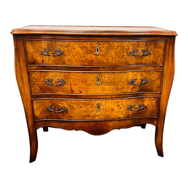 Burled Walnut Low Chest For Sale