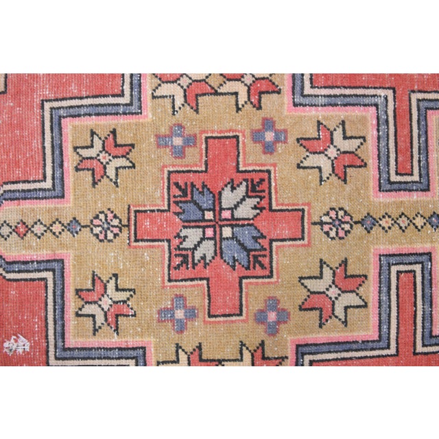 Pink Vintage Turkish Oushak Handmade Wool Cotton Pink Area Rug For Sale - Image 8 of 11