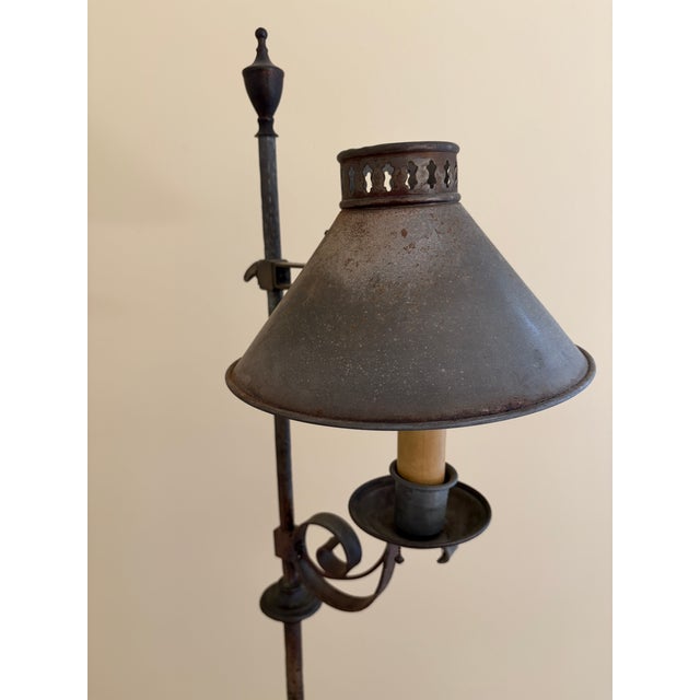 Early 20th Century Forged Iron Adjustable Colonial Floor Lamp For Sale In South Bend - Image 6 of 14