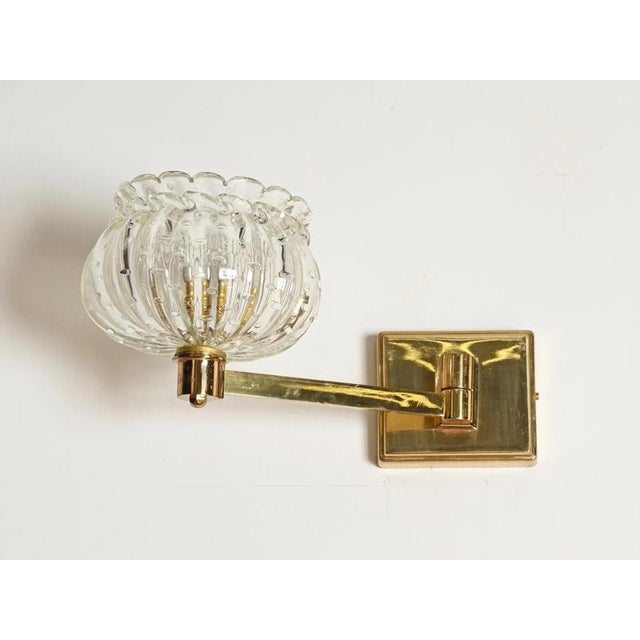 Large Adjustable Murano Glass and Brass Flower Sconces from Barovier, Italy, 1940s, Set of 2 For Sale - Image 3 of 18
