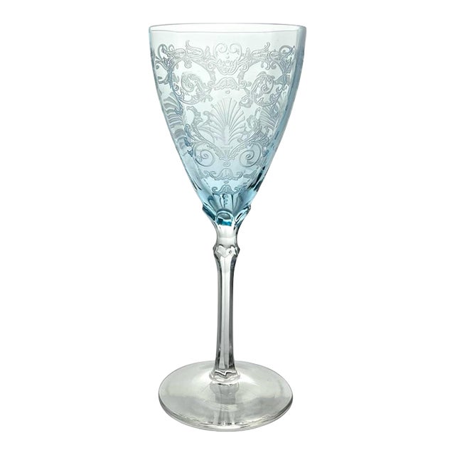 1930s Fostoria “Versailles, Blue” Single Water Glass For Sale