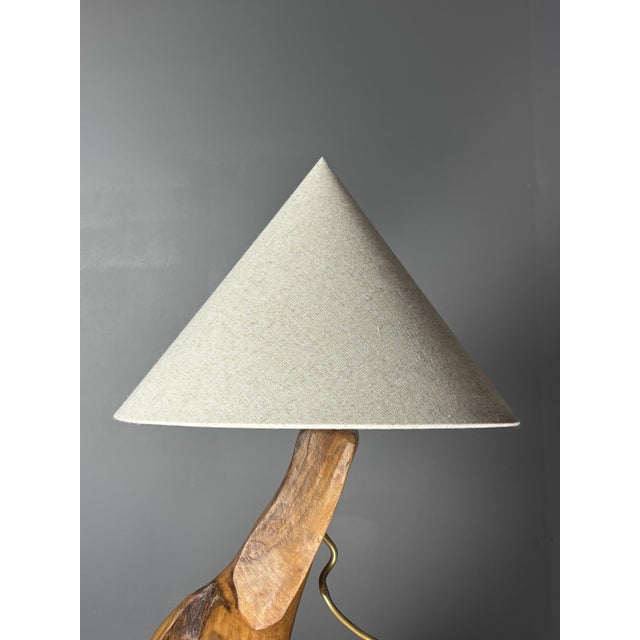 Mid-Century Brutalist French Olive Wood Table Lamp, 1950s For Sale - Image 11 of 13