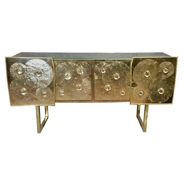 Contemporary Brass and Murano Glass Sideboard from Justfurnituress SRL For Sale - Image 3 of 18