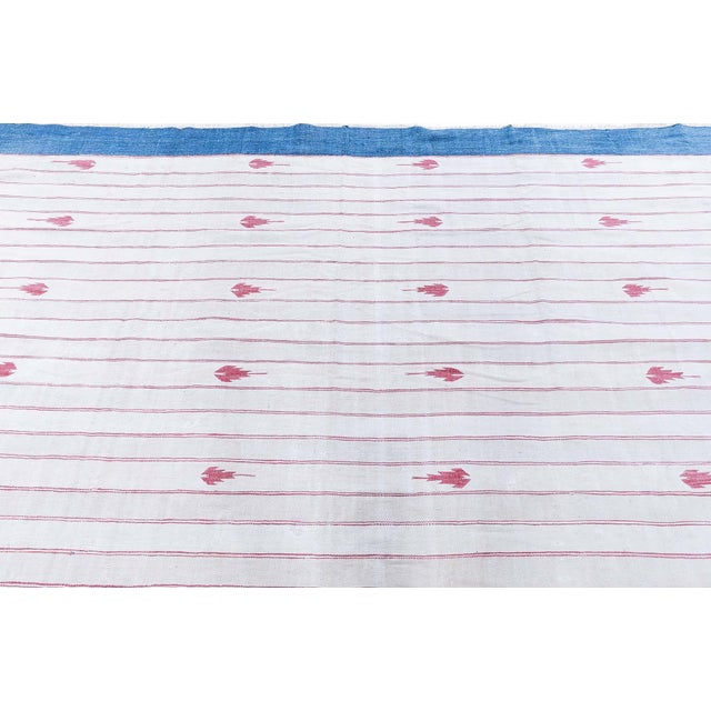 Textile Doris Leslie Blau Mid-Century Indian Dhurrie White Flatweave Cotton Rug For Sale - Image 7 of 8