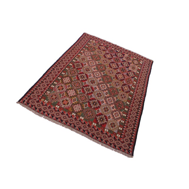 1960s Vintage Tribal Soumakh Wool Rug - 6'2" X 7'10" For Sale - Image 4 of 11