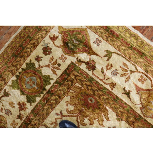 Vintage Inspired Angora Wool Ivory Oushak Rug For Sale - Image 9 of 11