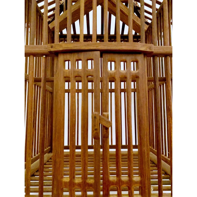 Pagoda Style Teak Wood Bird Cage For Sale - Image 10 of 12