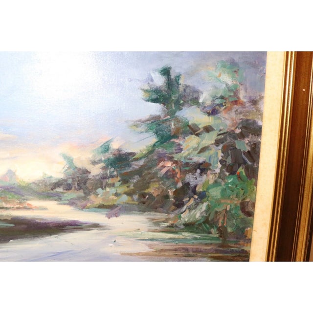 1980s Large Vintage Original F. Perrutti Abstract Expressionism Oil Painting Landscape For Sale - Image 5 of 12