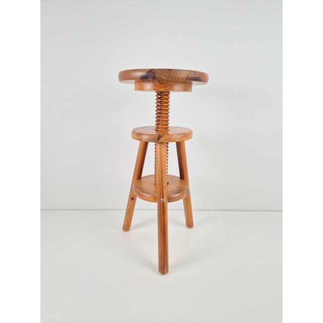 Vintage Architect's Corkscrew Stool in Pine, 1960s For Sale - Image 4 of 9