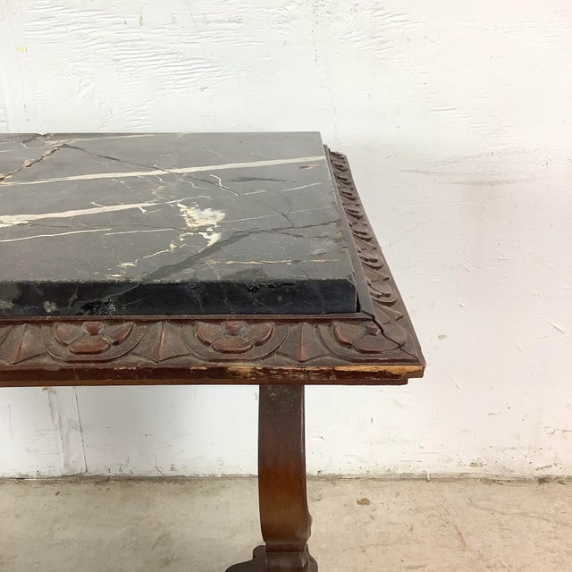 Renaissance Revival Marble Top Table With Carved Base For Sale - Image 11 of 12