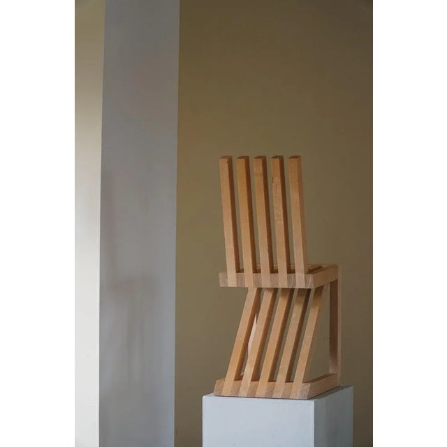 Zig Zag Chair in Pine, 1970s For Sale - Image 4 of 8