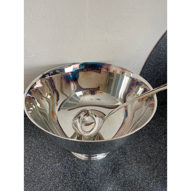 Silver 1990s Silver-Plated Punch Bowl Set For Sale - Image 8 of 9