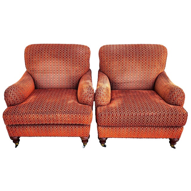 English Robert Allen Club Chairs Plush English Pair For Sale - Image 3 of 14