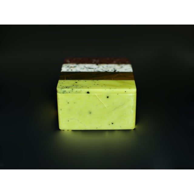 Modern Gemstone Box Four Natural Stones Rare K3 Jasper Green Serpentine For Sale - Image 3 of 10