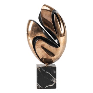 Gino Cortelazzo, Abstract Sculpture, Artist's Proof, 1970s, Bronze on Marble Base For Sale