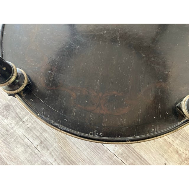Marge Carson Marge Carson Neoclassical Style Ebonized & Silver-Gilt Two-Tier Side Table For Sale - Image 4 of 10