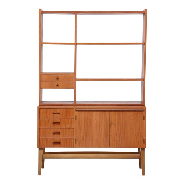 Mid-Century Bookcase with Sliding Doors, 1960s For Sale
