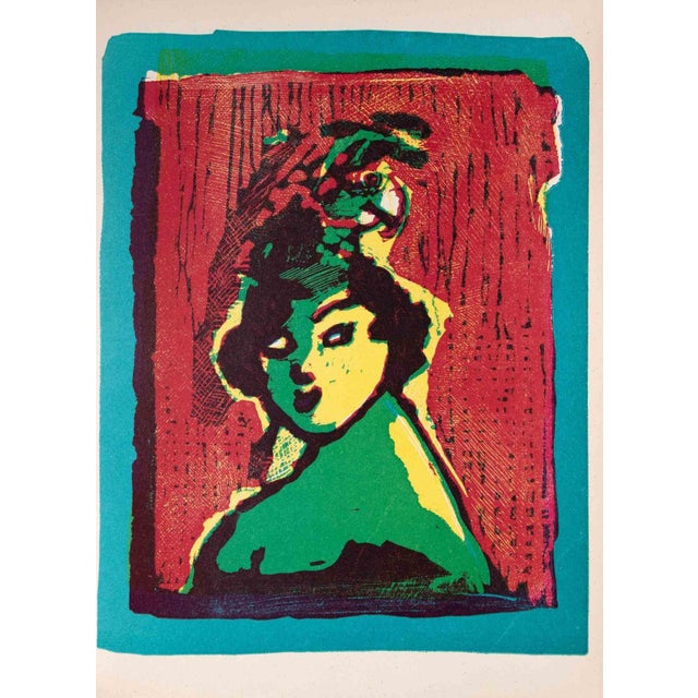 Woman is an original Linocut Print realized by Mino Maccari in 1951. Very Good condition. No Signature. Mino Maccari...