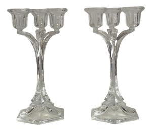 Three-Branch Crystal Candlesticks from Arques, 1970s, Set of 2
