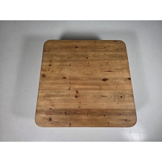 Wood French Solid Pine Coffee Table with Cylindrical Legs, 1970s For Sale - Image 7 of 10