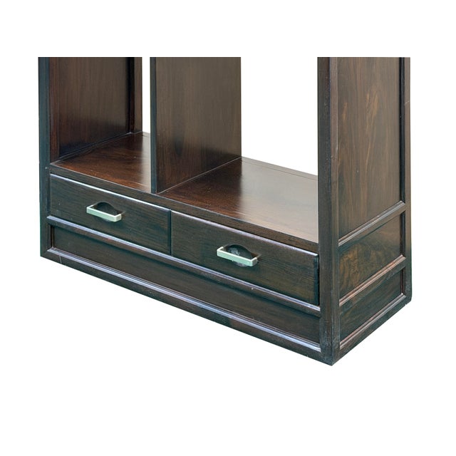 Asian Inspired Asymmetrical Dark Brown Shelving Display Cabinet Divider For Sale - Image 12 of 12