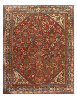 1900s Vintage Pasargad Antique Persian Mahal Rug - 9′2″ × 11′8″