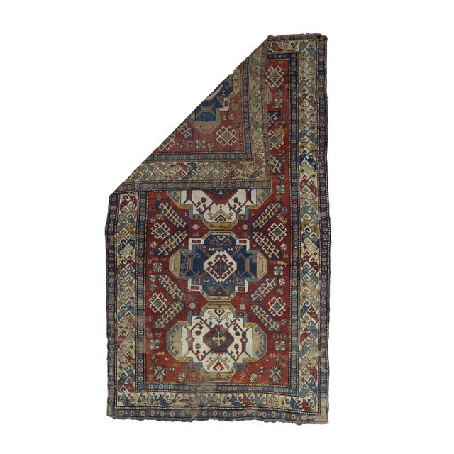 Antique Caucasian Sumak Rug 5’8” x 9’10”. A technique rather than a specific type, in which warps are wrapped by colored...